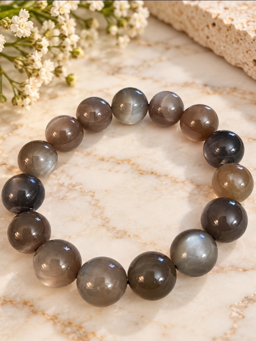 Gray Moonstone Stretch Bracelet